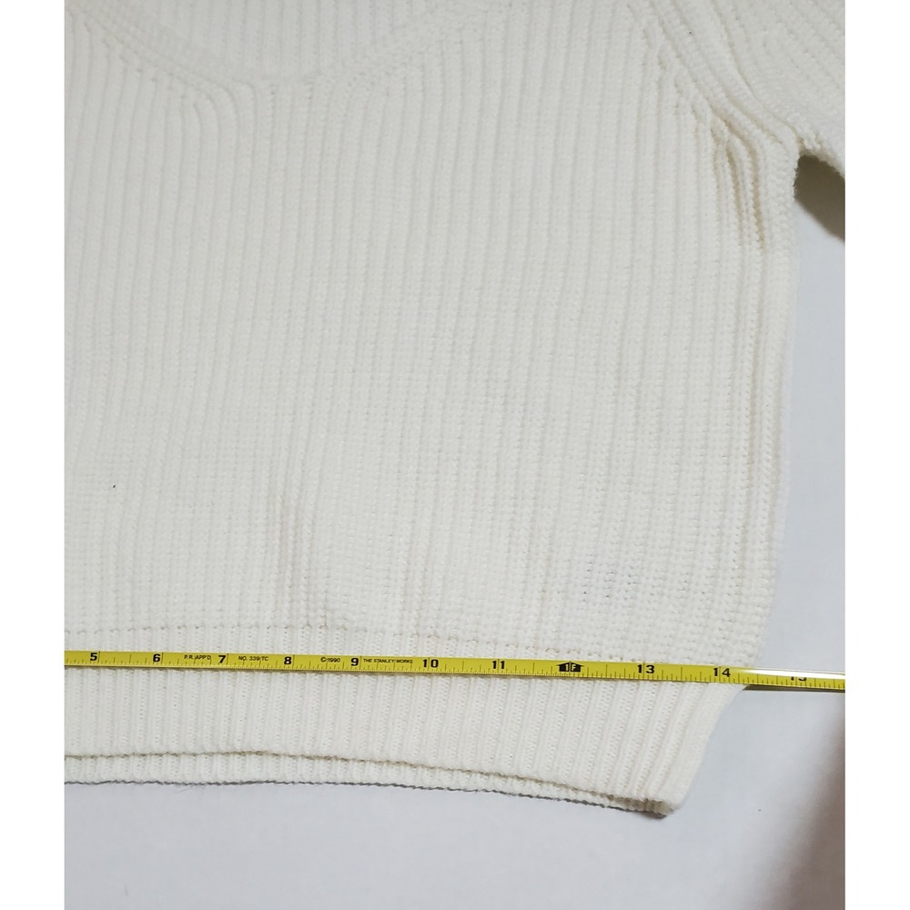 Garage‎ Cream Cropped Knit Sweater Long Sleeve Scoop Neck Ribbed Top - Picture 13 of 14